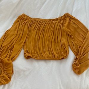golden yellow off the shoulder top